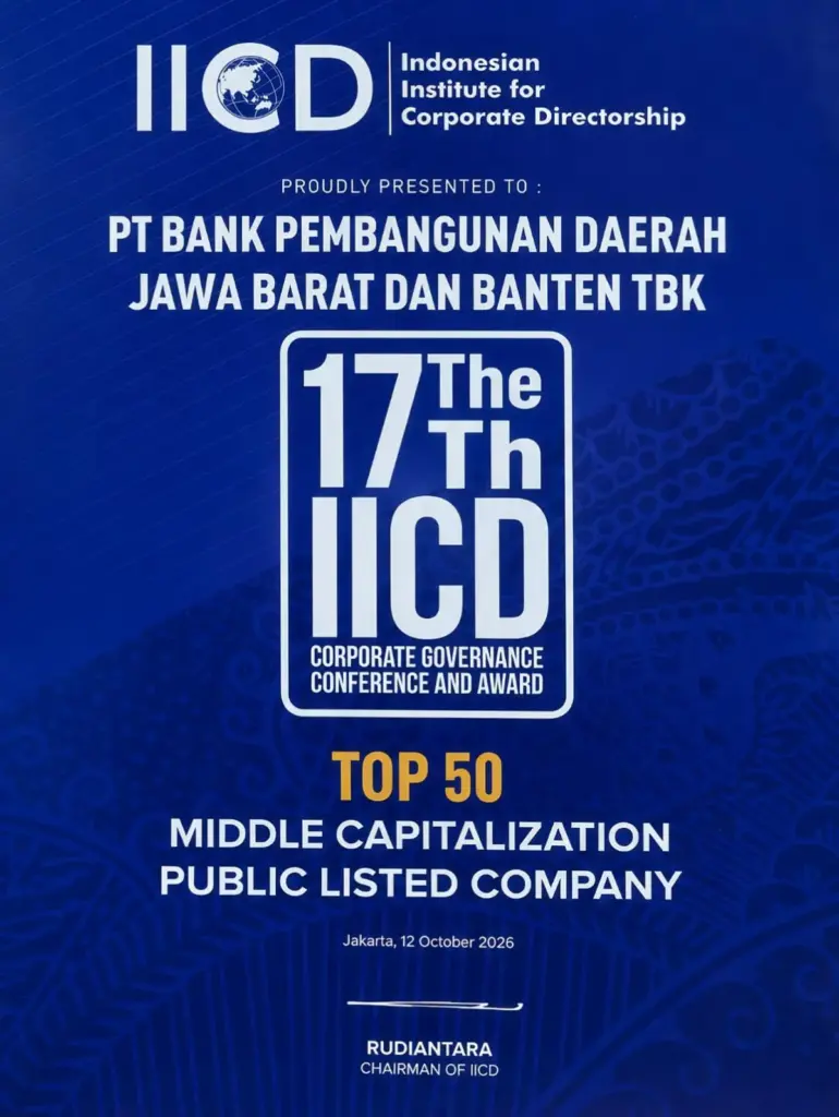 bank bjb Raih Pengakuan Top 50 Emiten MidCap dalam IICD CG Award 2026